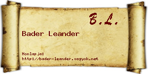 Bader Leander névjegykártya
